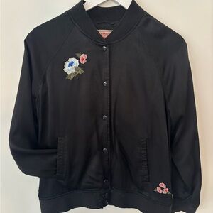Levi's Embroidered Black Bomber Jacket Sz Medium